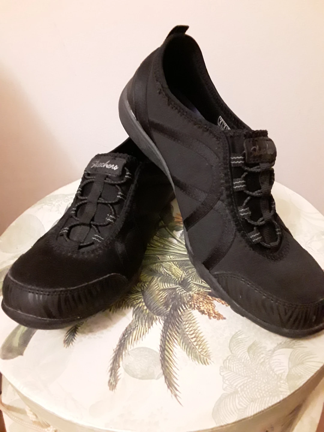 Skechers Black Relaxed Fit Memory Foam Slip-On Sneakers