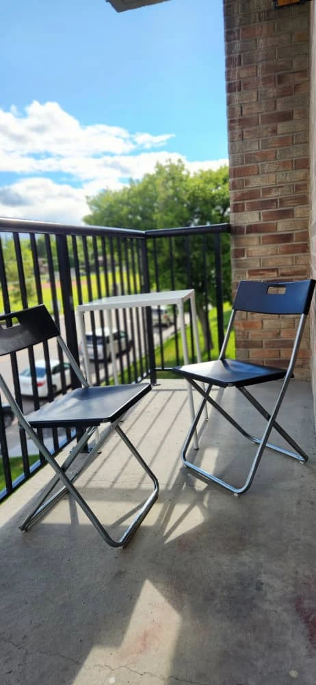 White Square Table and Black Folding Chairs Set - photo 2