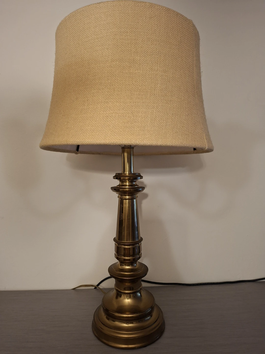 Brass Table Lamp with Tan Shade - photo 3