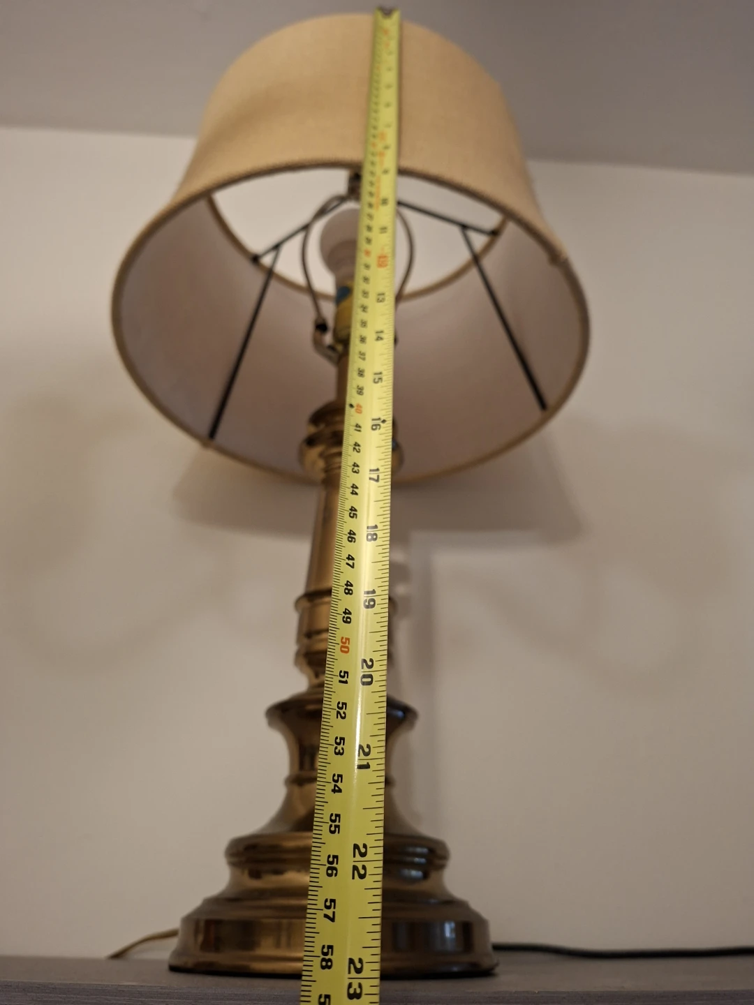 Brass Table Lamp with Tan Shade - photo 5