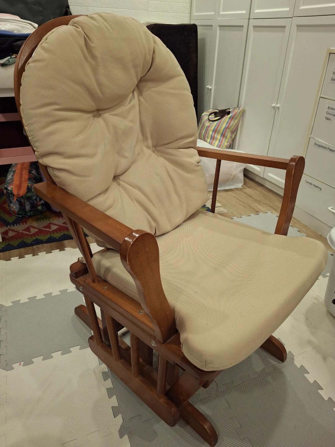 Wooden Glider Chair with Cushions