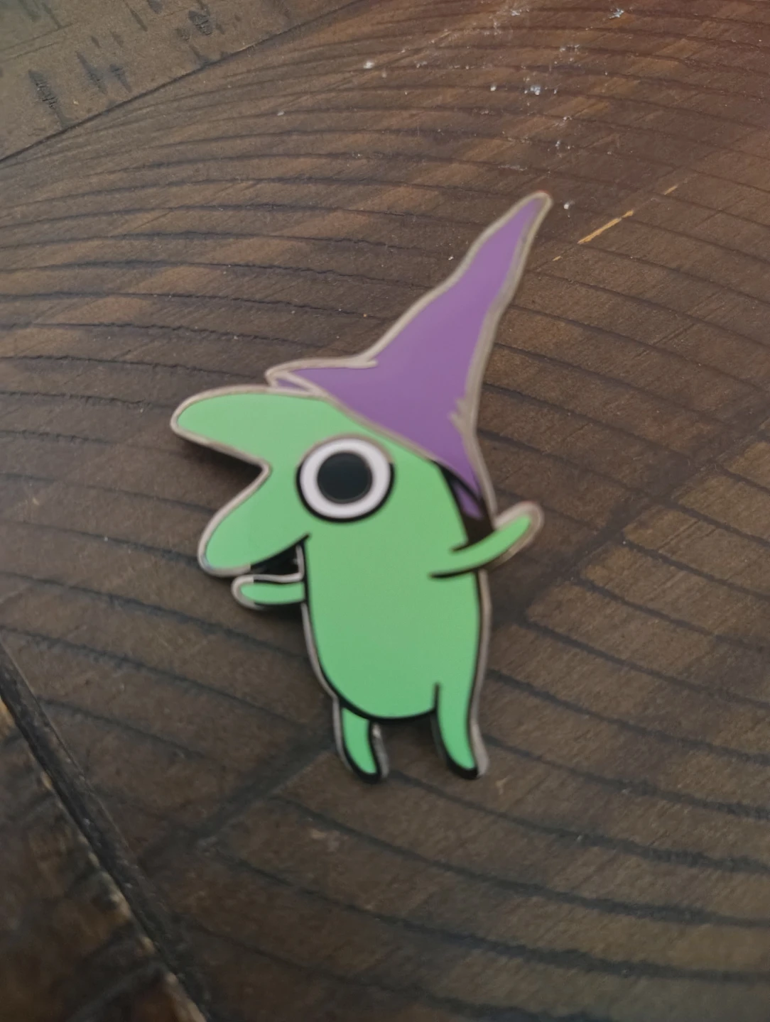 Green Witch Pin with Purple Hat