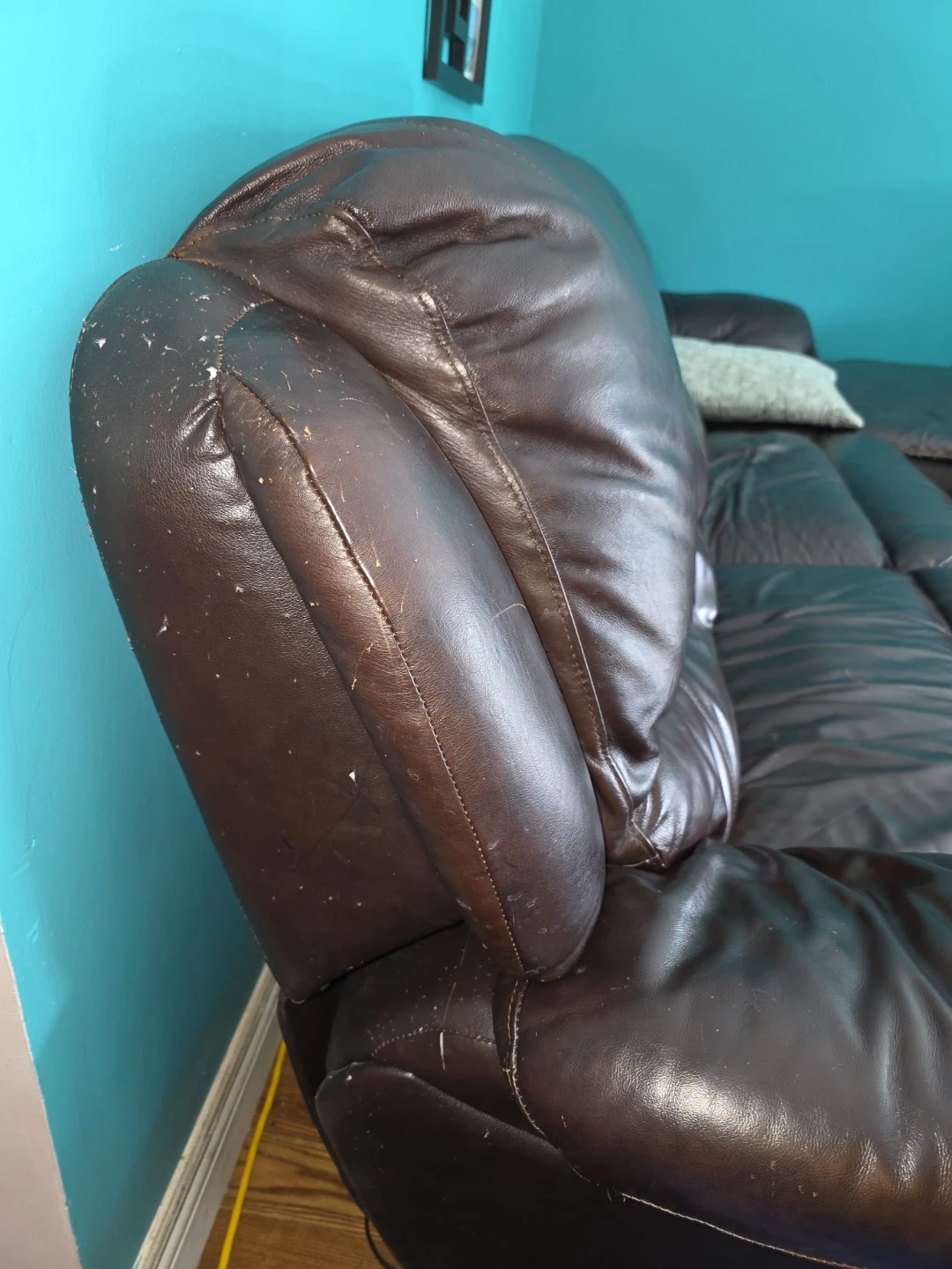 Dark Brown Leather Sectional Sofa - photo 3