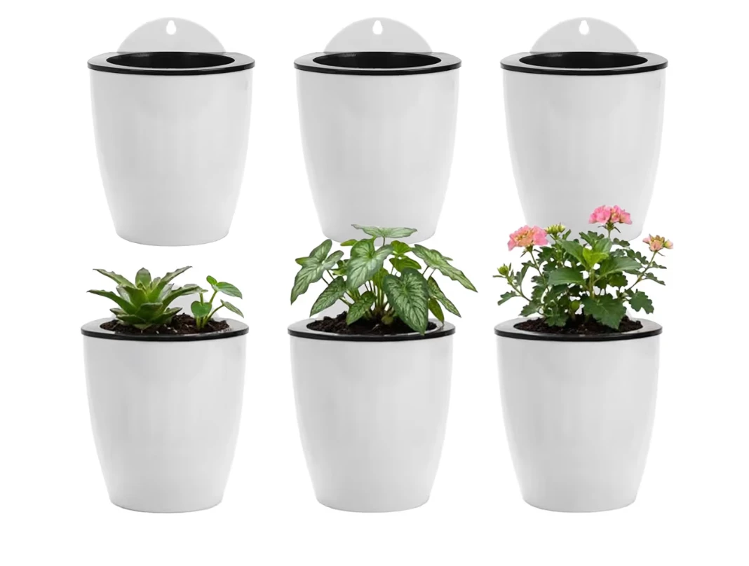 White Wall Mounted Planters - Set of 6 - photo 2