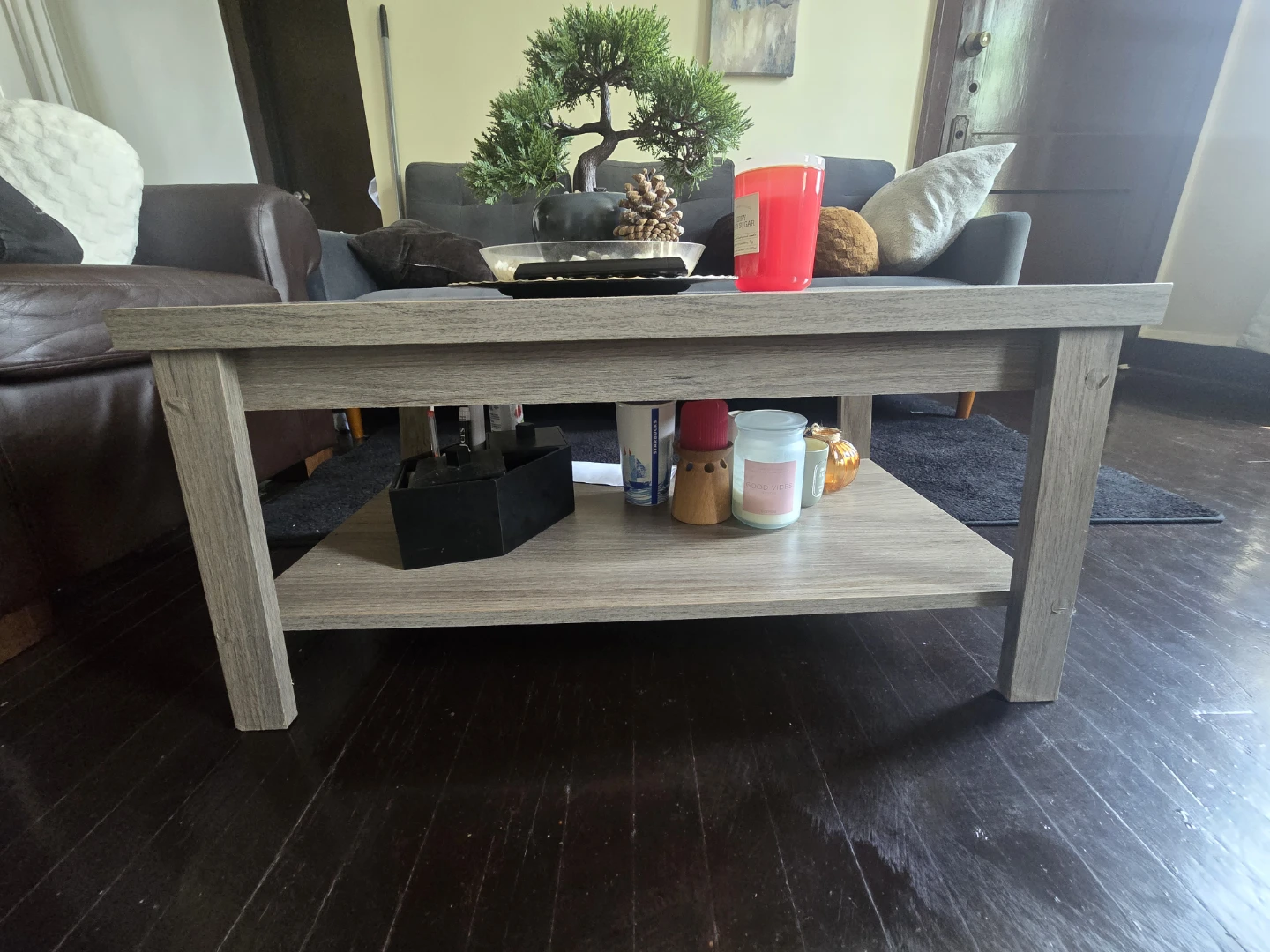 Gray Sectional Sofa with Pillows and decorative coffee table - photo 5