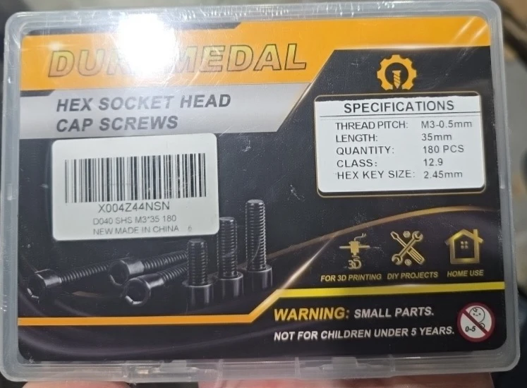 DUNMEDAL Hex Socket Head Cap Screws M3x35mm, 180 pcs