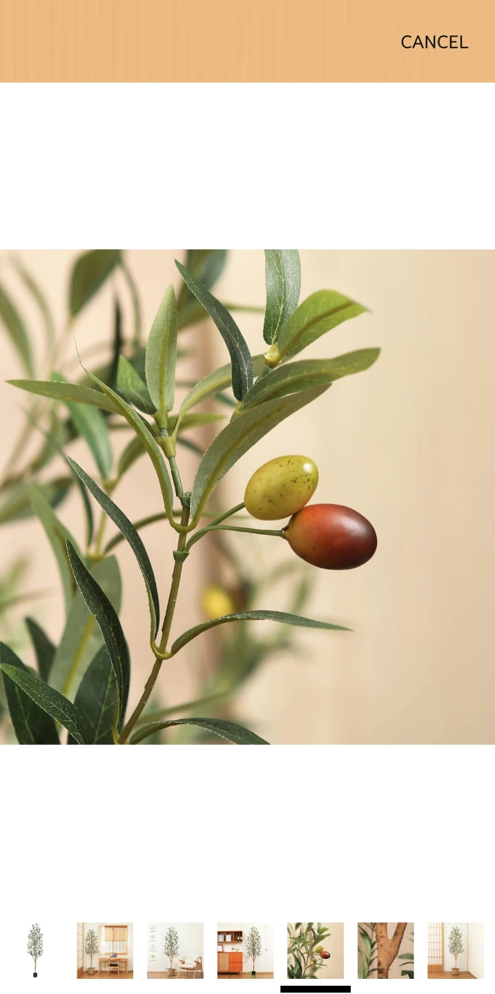 BRAND NEW silk and wood artificial olive tree - 7 ft Tall - photo 2