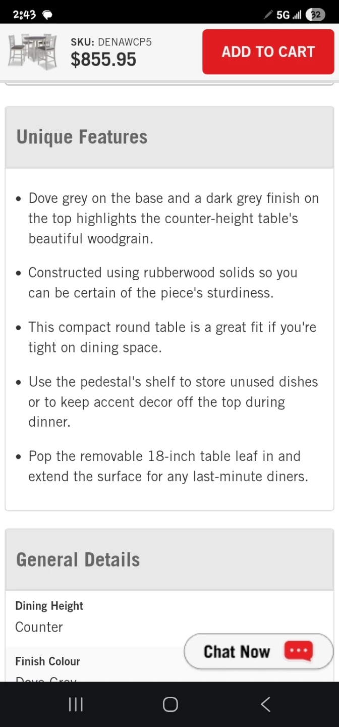 Dena Counter-Height Dining Table with Extension - photo 3