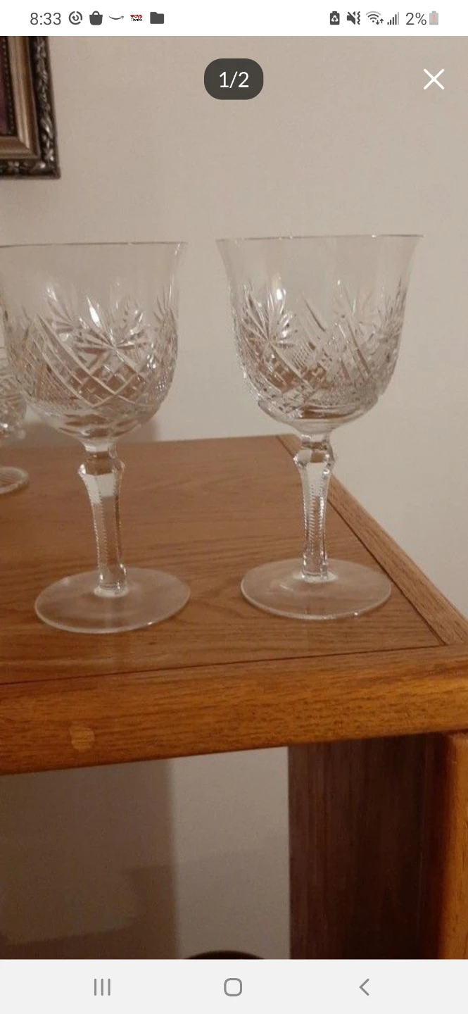 Vintage Cut Crystal European Wine Glasses.