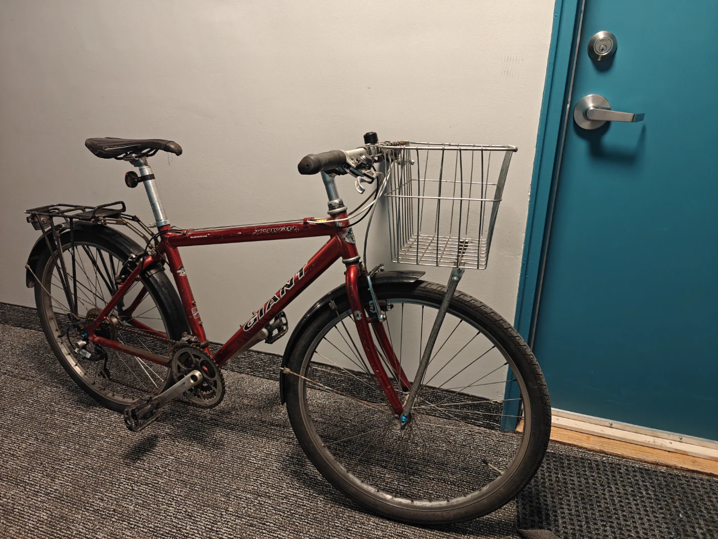 Red Giant Mountain Bike with Basket and Rack