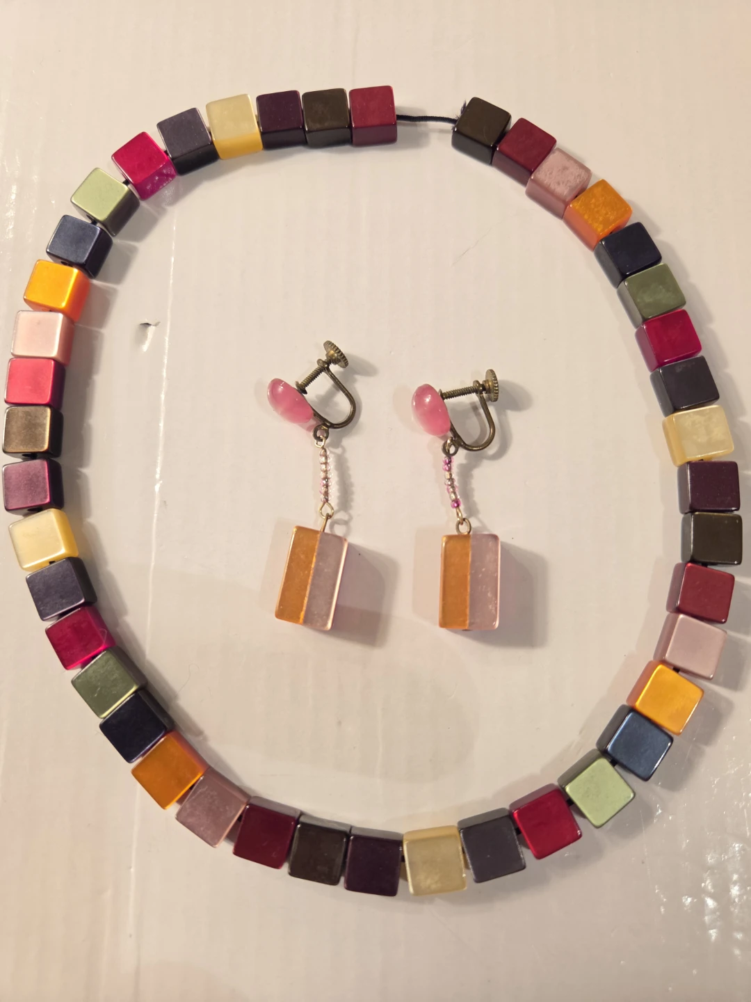 Multi-colour Beaded Necklace and Earring Set