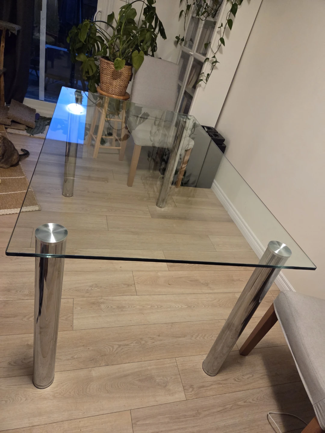 Glass Dining Table with Chrome Legs 60$ OBO - photo 2