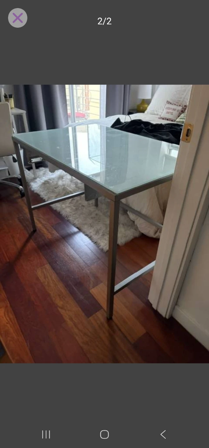 (Free Delivery) West Elm Desk Glass Top Desk with Metal Frame