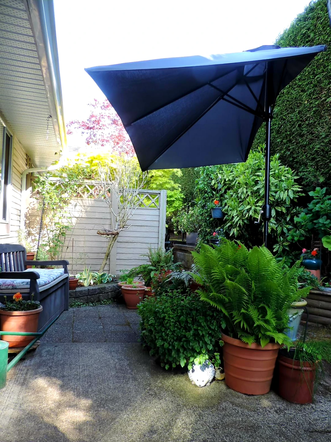 2 New Semi-Parasol Patio Umbrellas with Base