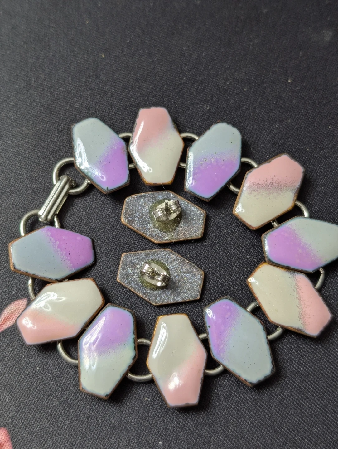 Enamel Hexagon Link Bracelet & Earrings Set - photo 2