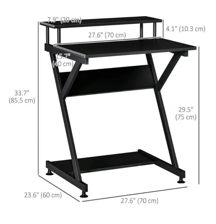 Black Computer Desk with Monitor Stand