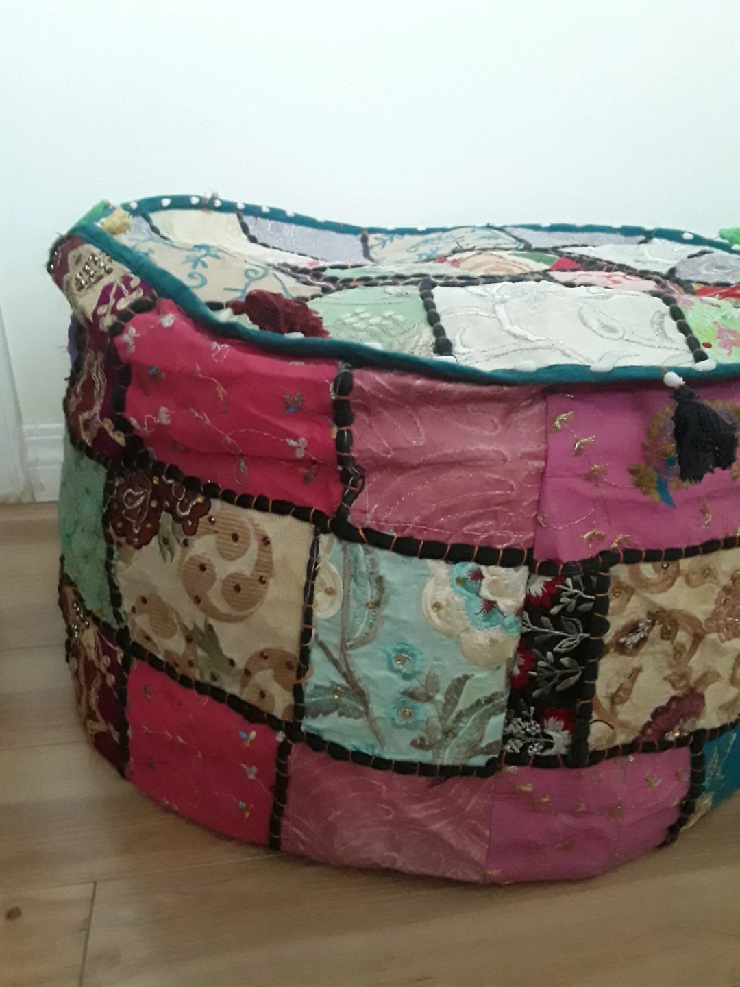 NEW BOHO PATCHWORK POUF COVER - photo 4