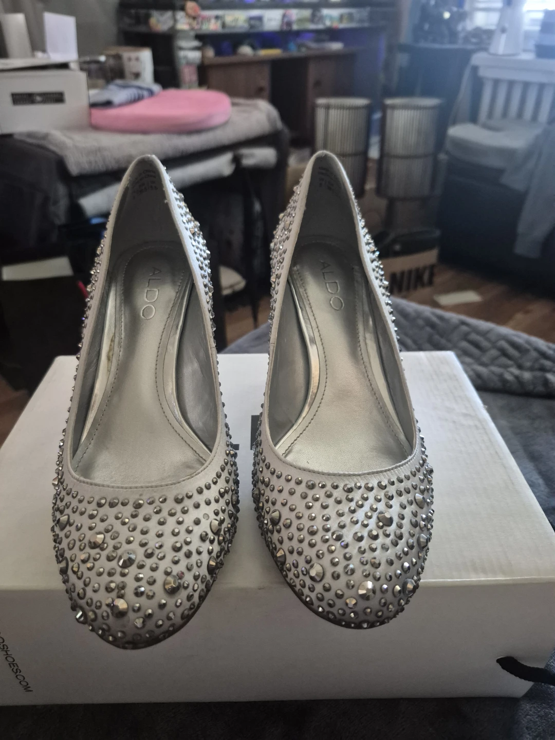 ALDO Silver Studded Heels
