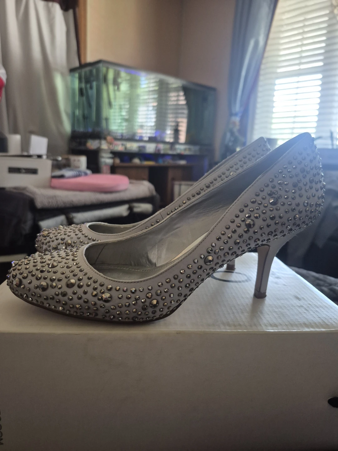 ALDO Silver Studded Heels - photo 4