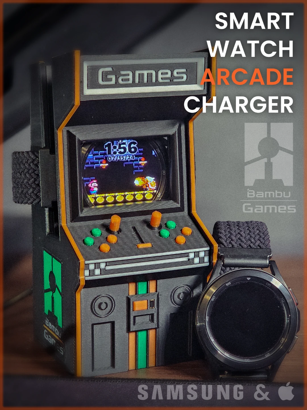 ​🕹️ Retro Arcade Smart Watch Charger Stand ⚡
