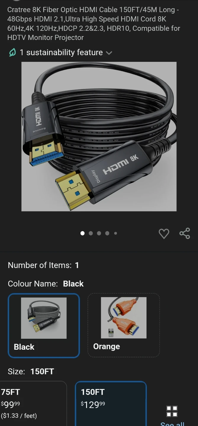 150ft 8k fibre optic hdmi cable - photo 5