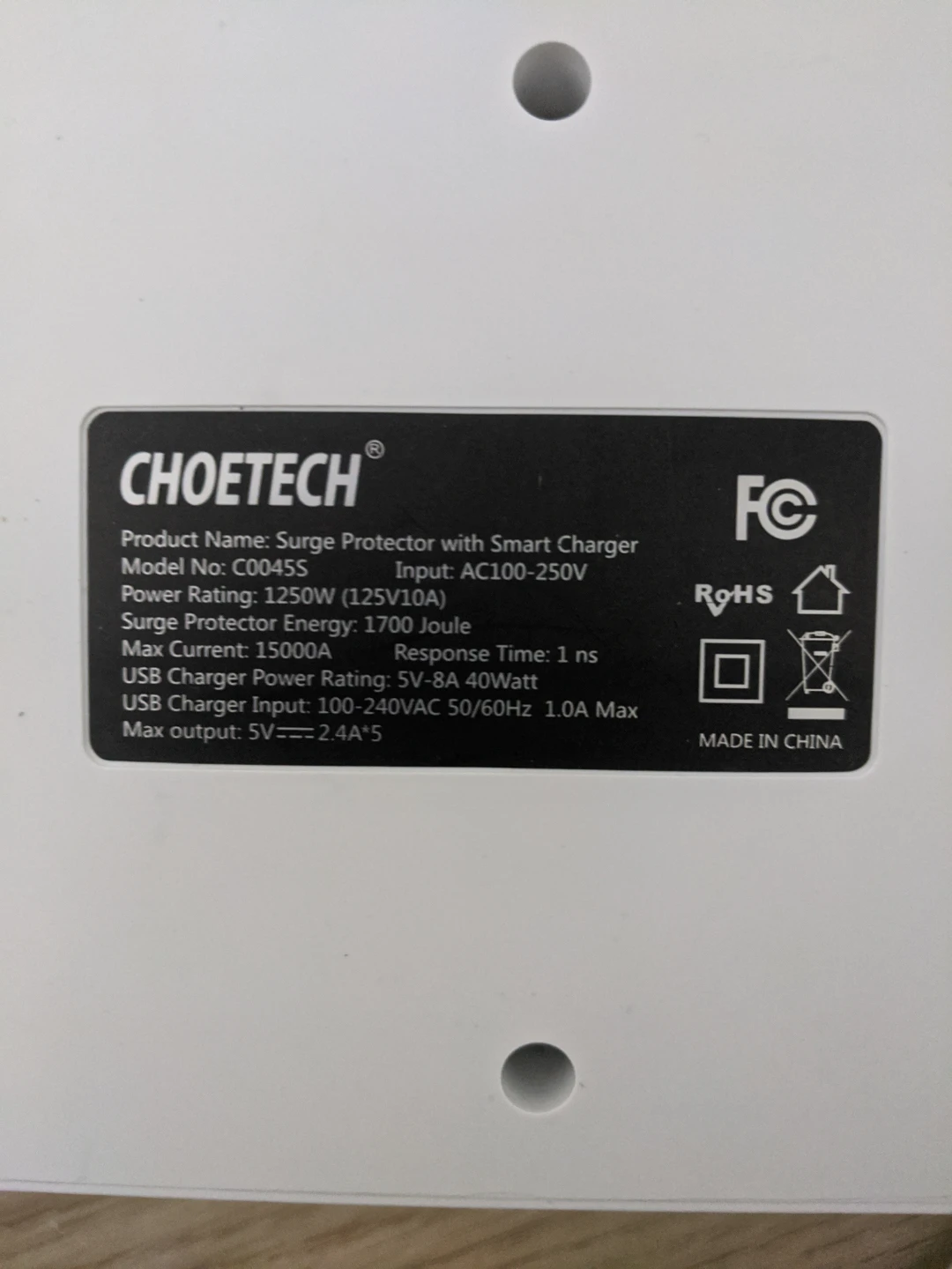 CHOETECH Surge Protector with Smart Charger - photo 4