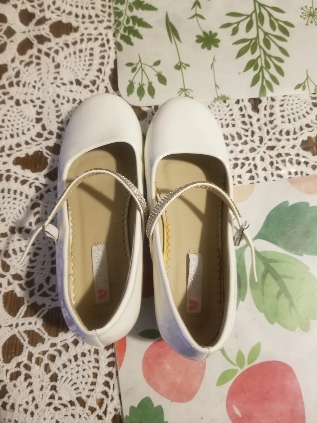 White Mary Jane Shoes with Rhinestone Strap - photo 2