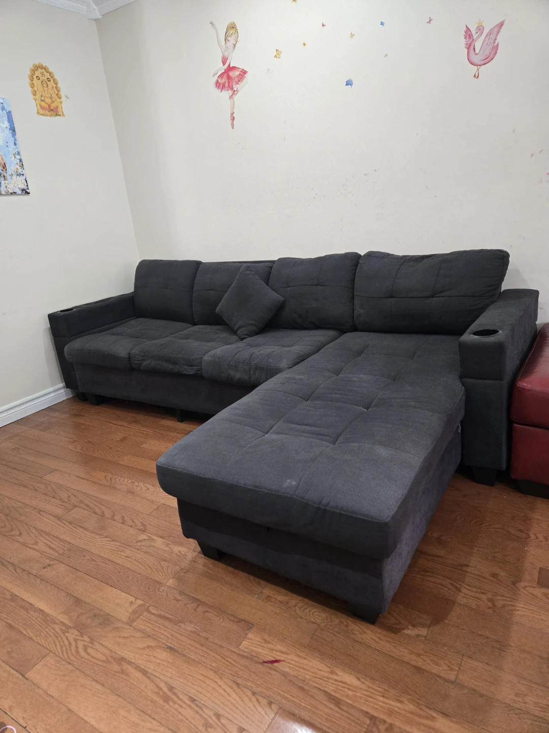 Dark Grey Sectional Sofa with Chaise