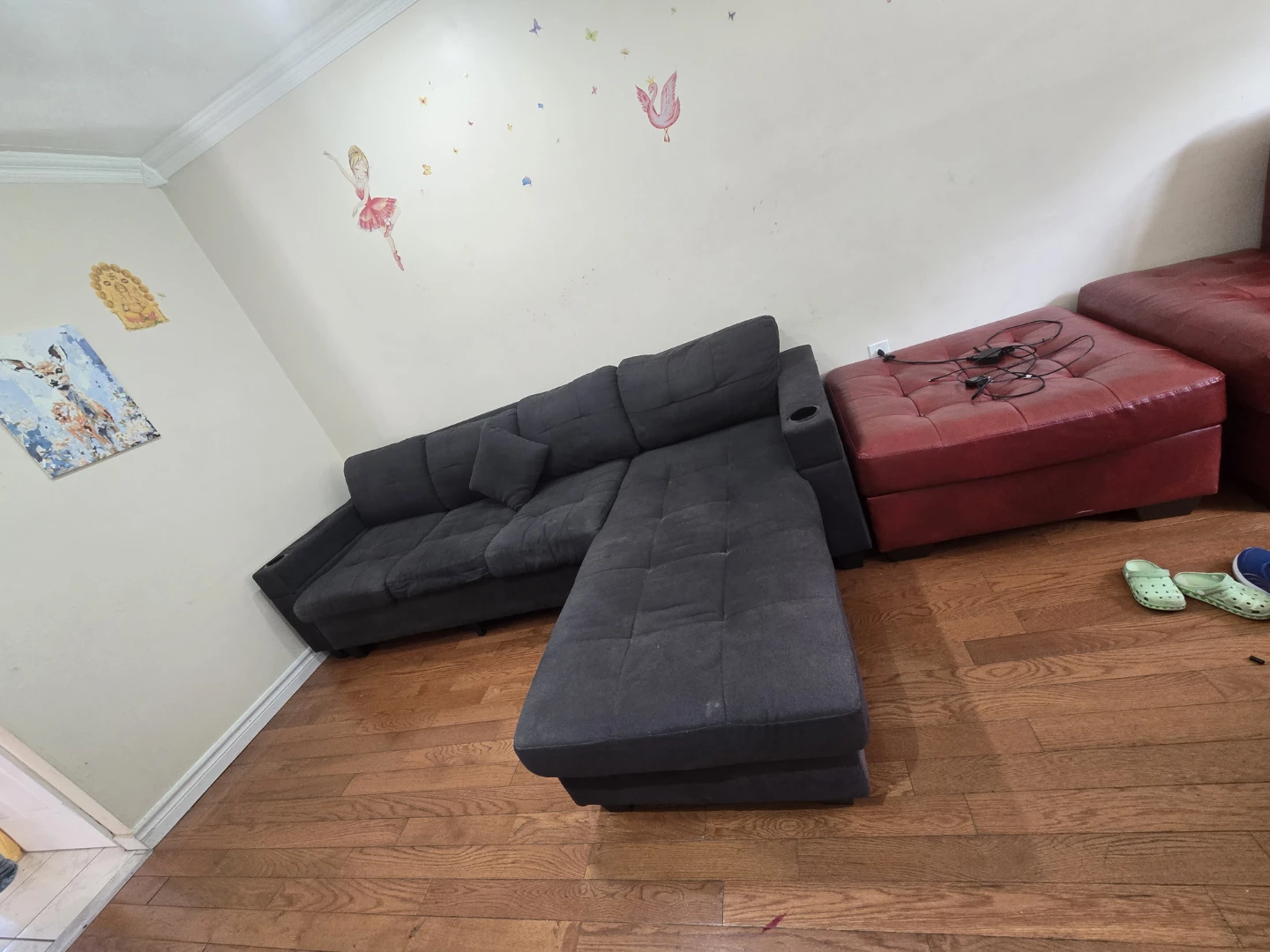 Dark Grey Sectional Sofa with Chaise - photo 2