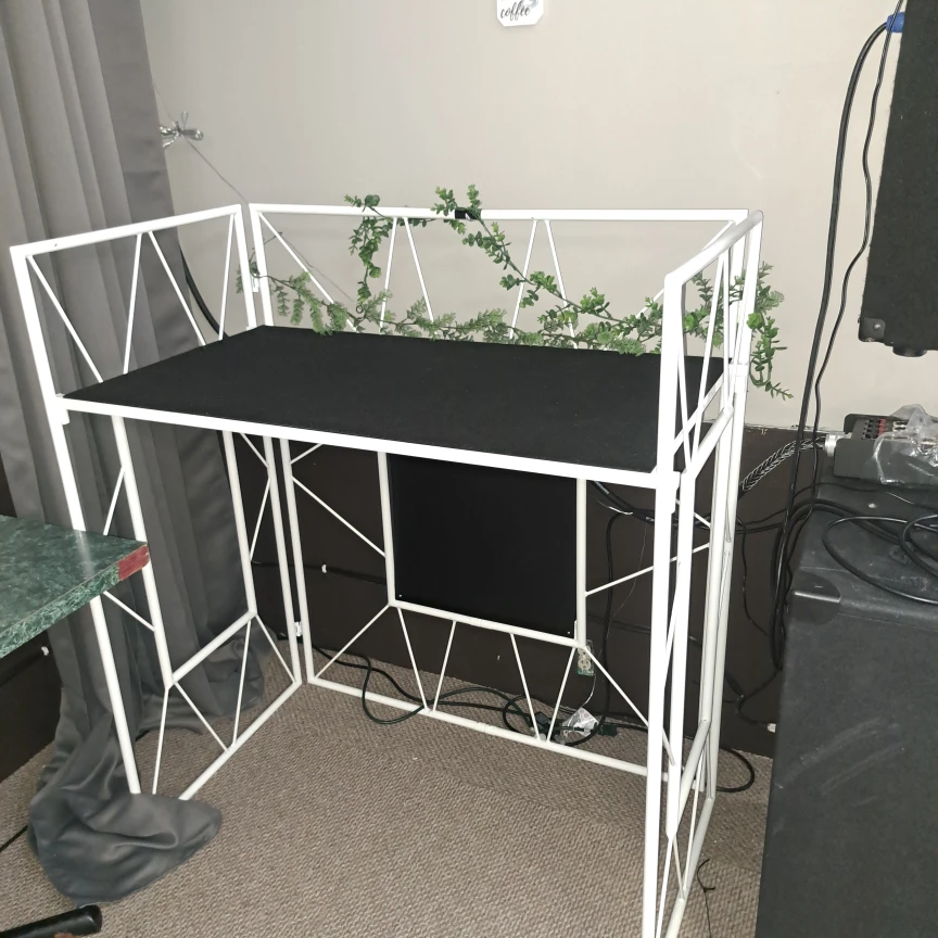 White Metal DJ Booth Stand with Black Top