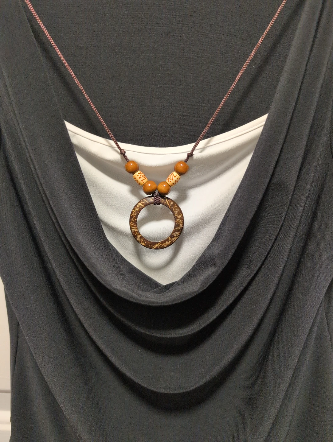 digit@l clothing Black Sleeveless Cowl Neck Top with Necklace - photo 2