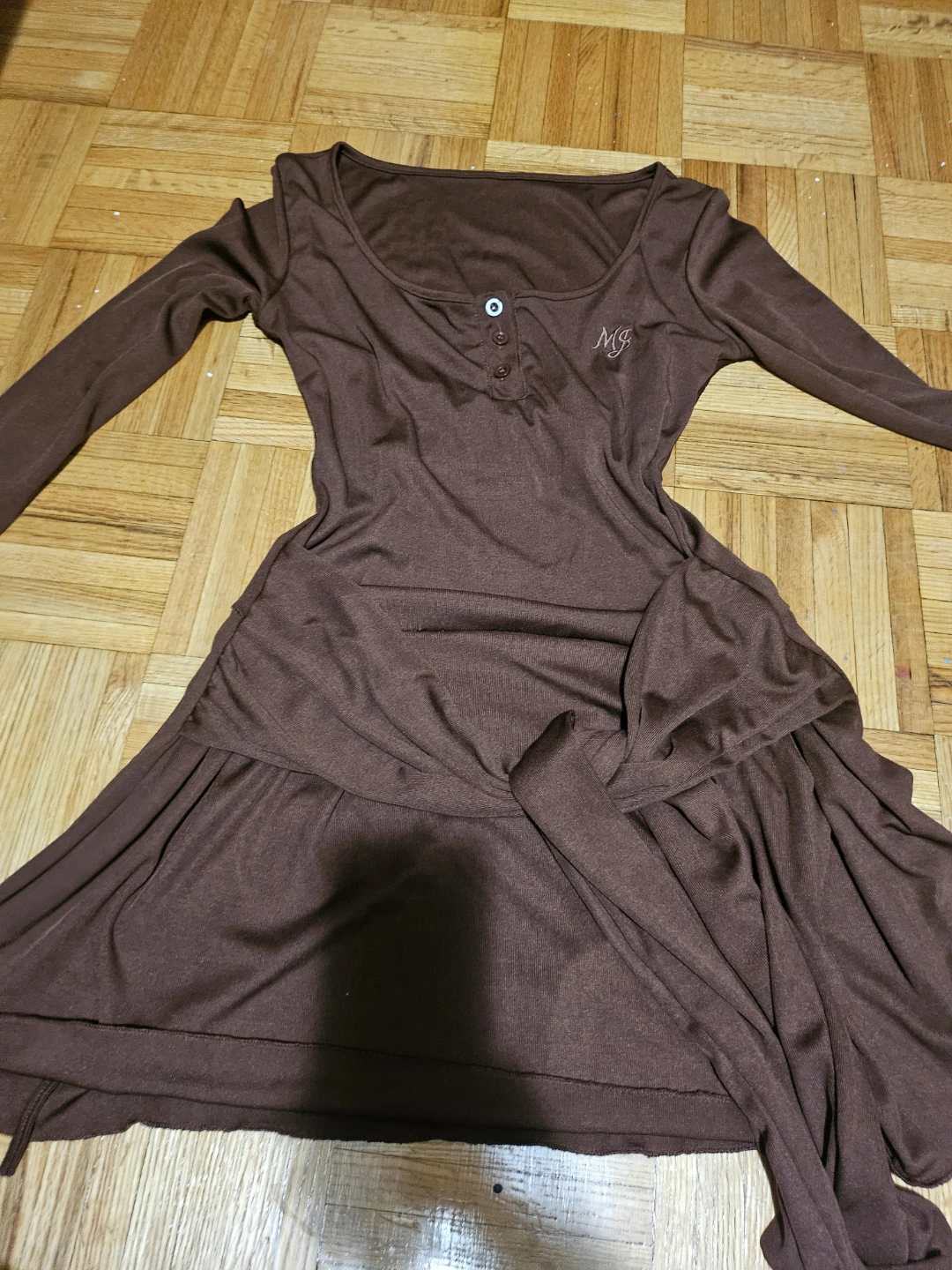 Brown Long Sleeve Mini Dress - photo 3