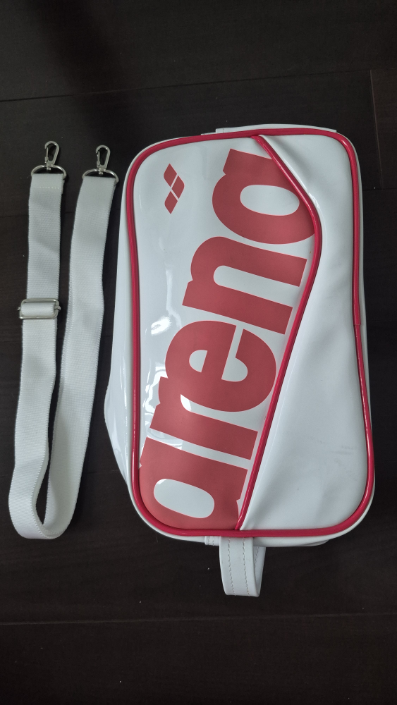 Arena White & Red Vinyl Shoulder Bag
