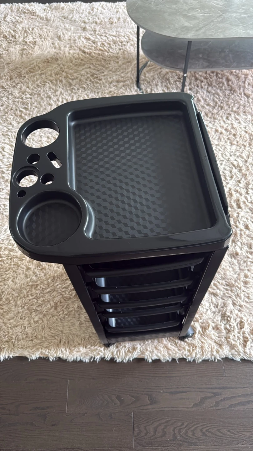 Black Rolling Trolley Cart with 5 Drawers - photo 2