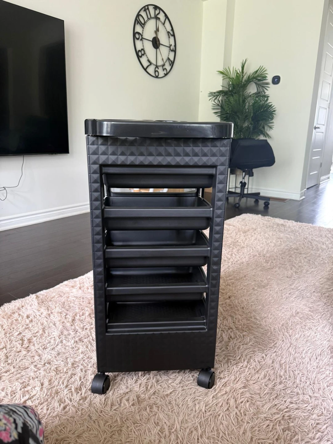 Black Rolling Trolley Cart with 5 Drawers - photo 3