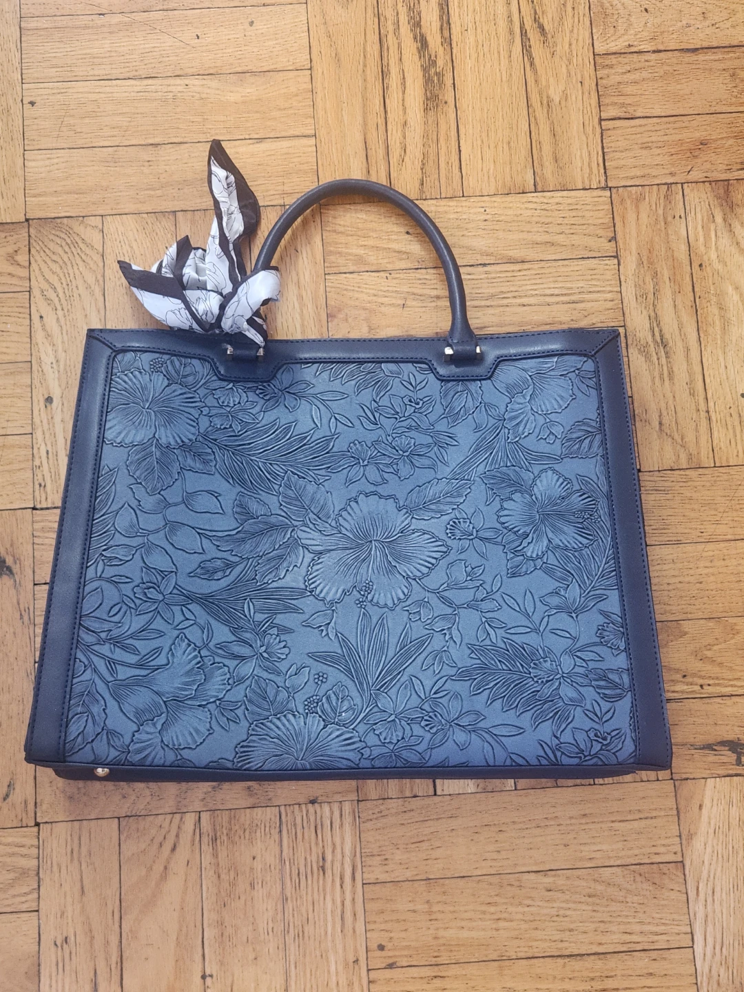 Tote Bag with Floral Embossing
