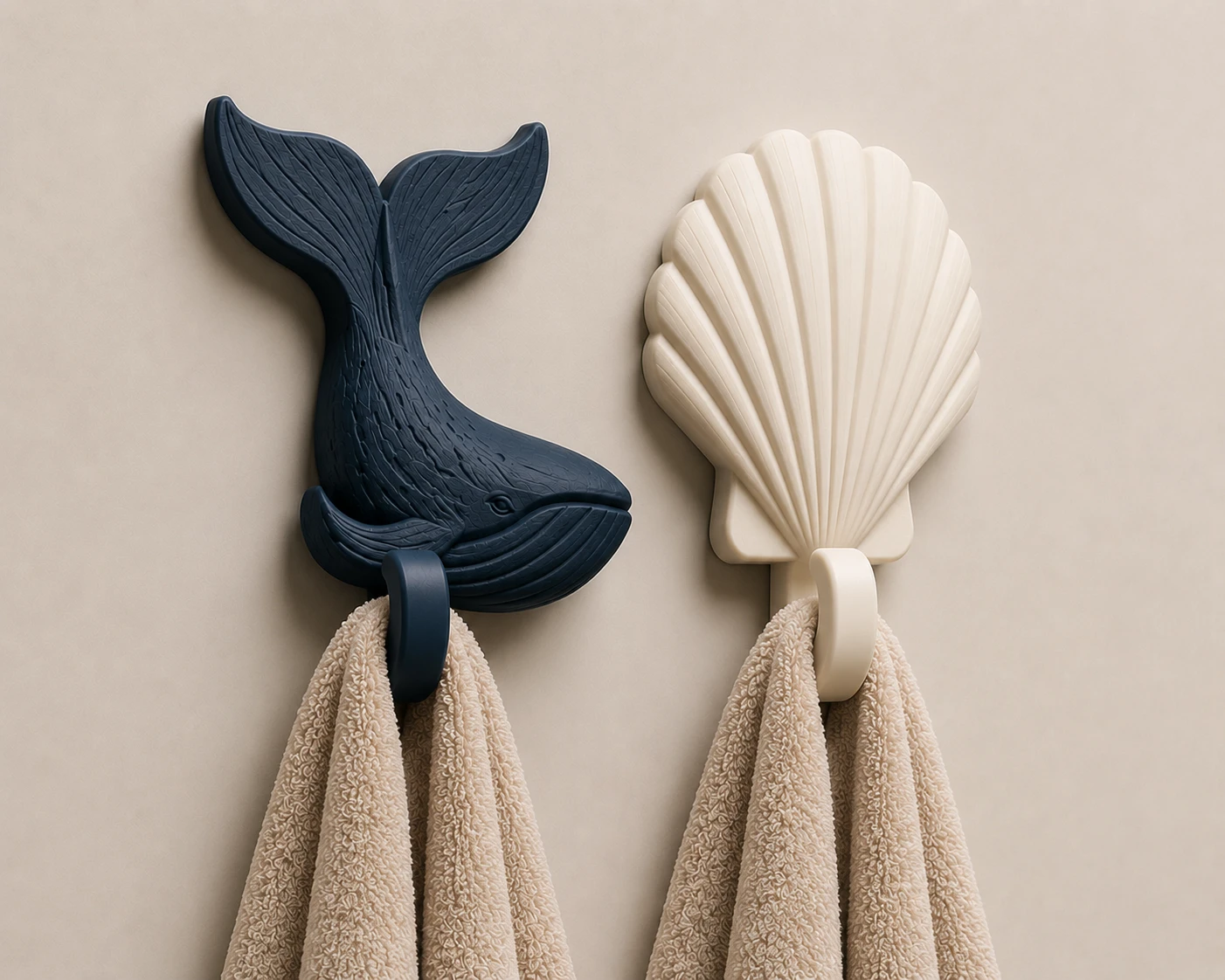 Nautical Themed Wall Hooks - Whale and Seashell Designs - photo 2