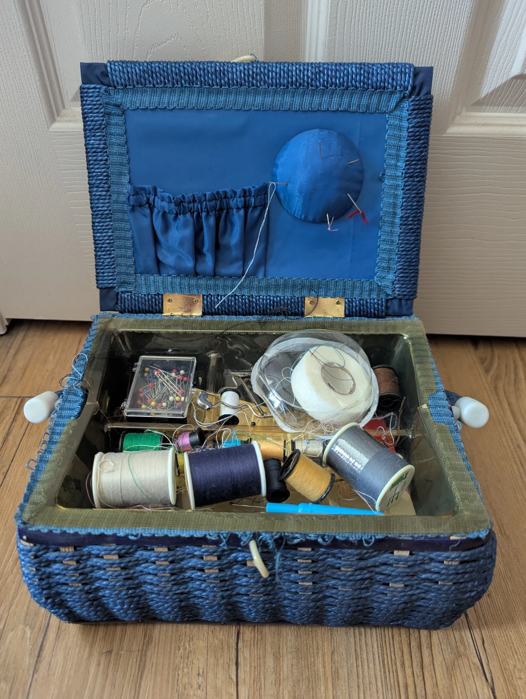 Blue Sewing Basket with Supplies - photo 2