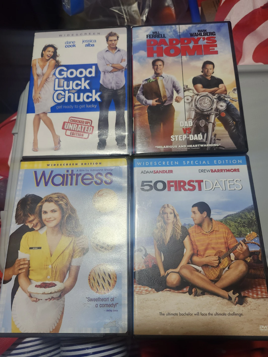 Lot of 4 DVDs: Good Luck Chuck, Daddy's Home, Waitress,