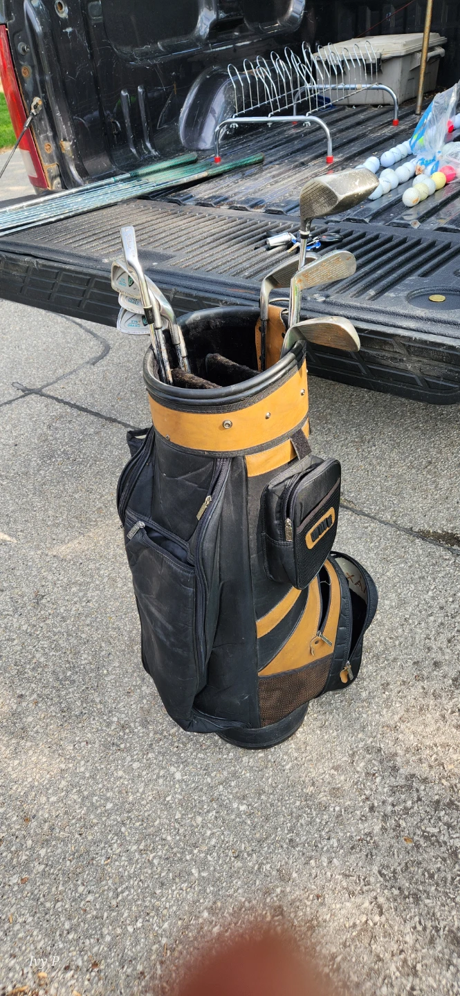 Golf Bag with a mix of left and right golf clubs.