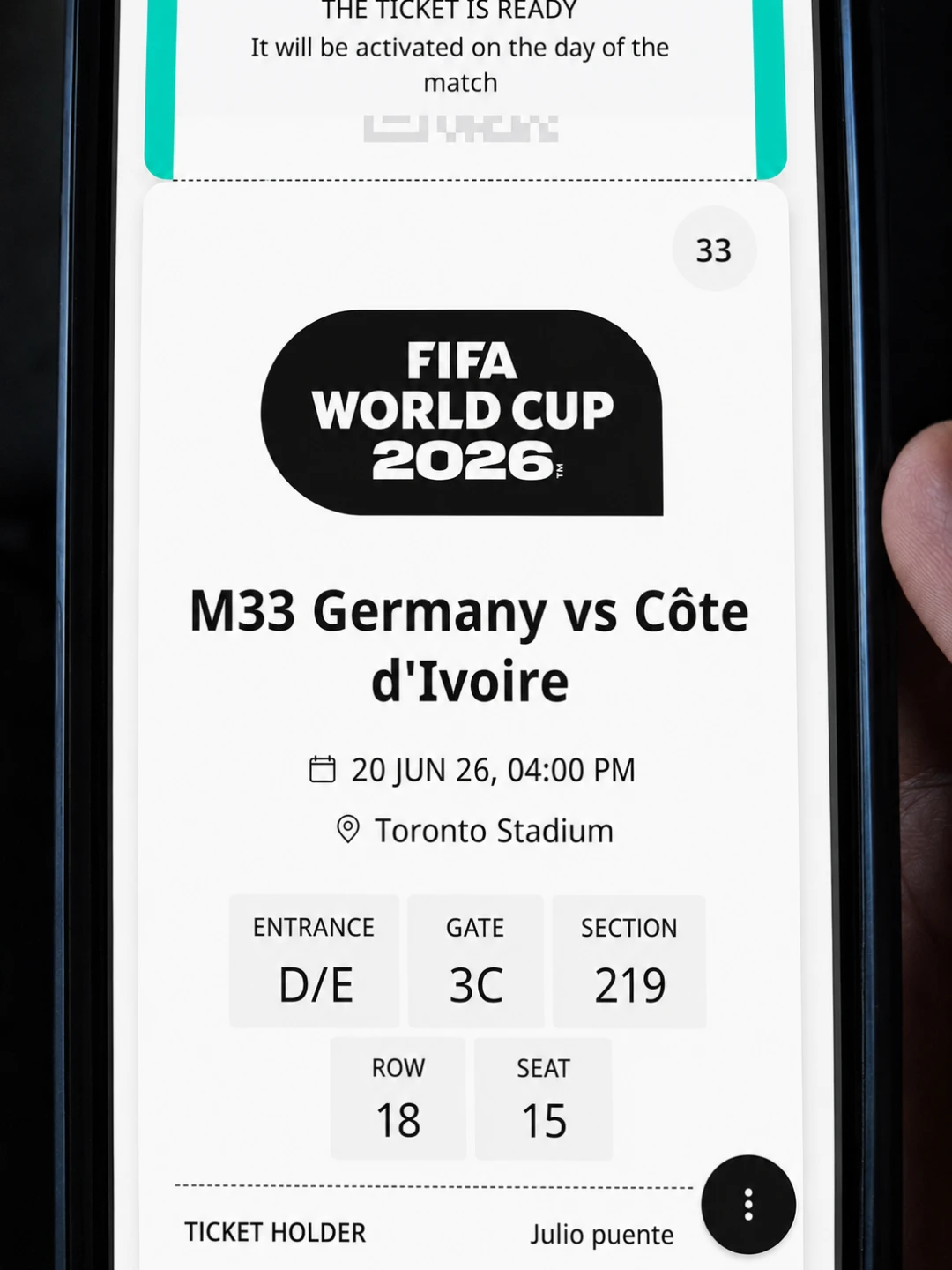 FIFA World Cup 2026 Ticket - Germany vs Côte d'Ivoire