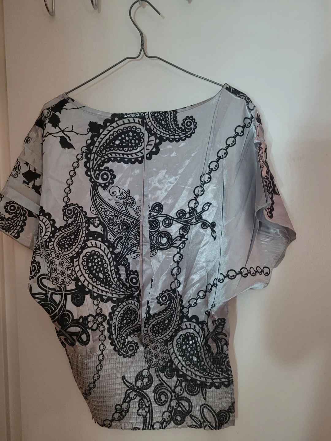 Silver and Black Paisley Print Blouse - photo 2