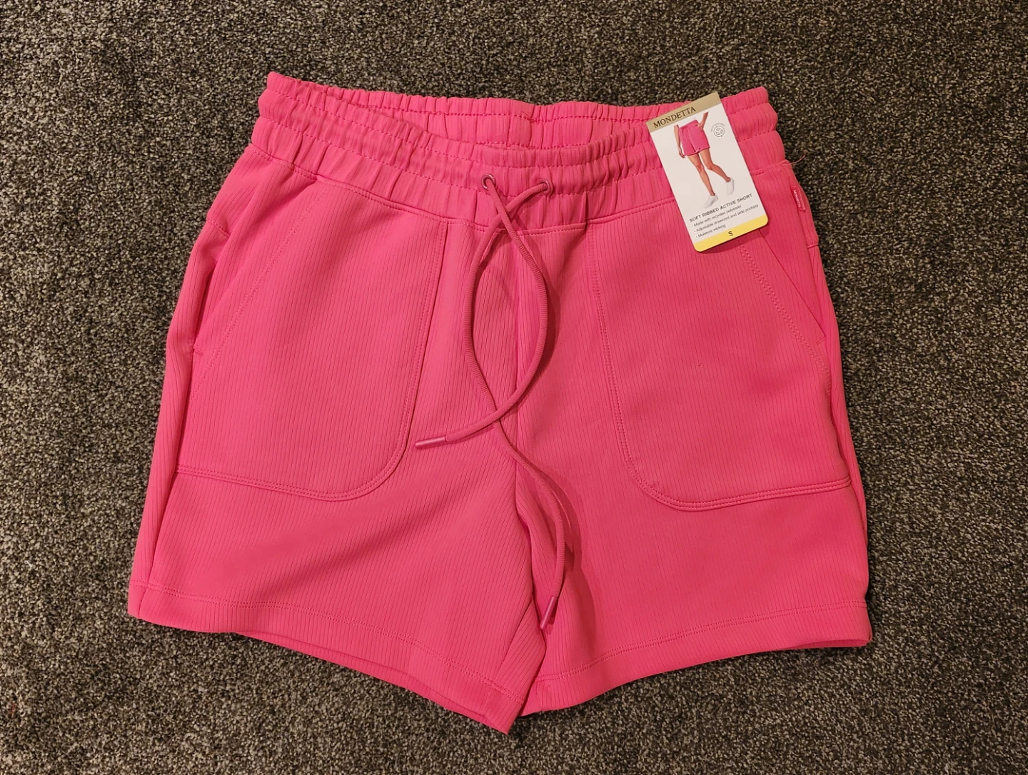 Mondetta Pink Ribbed Active Shorts Size S