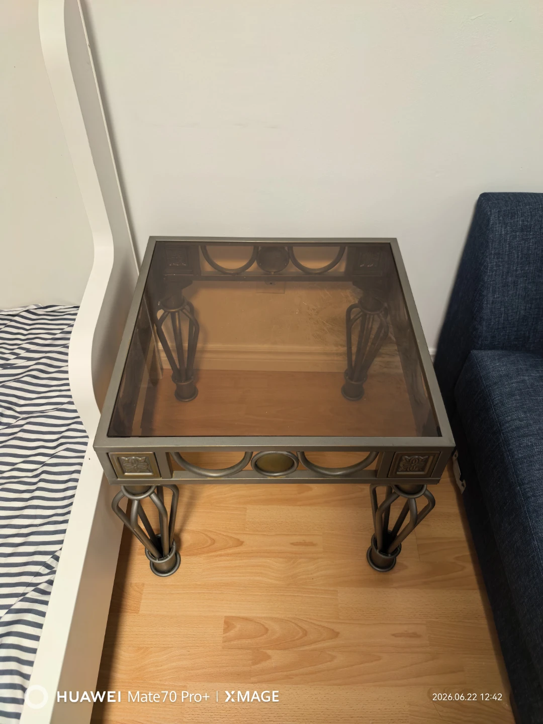 Glass Top End Table with Metal Frame