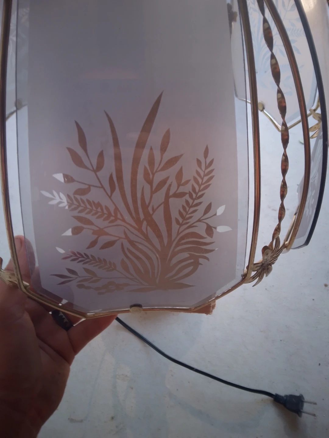 Vintage Table Lamp with Frosted Glass Shade - photo 2
