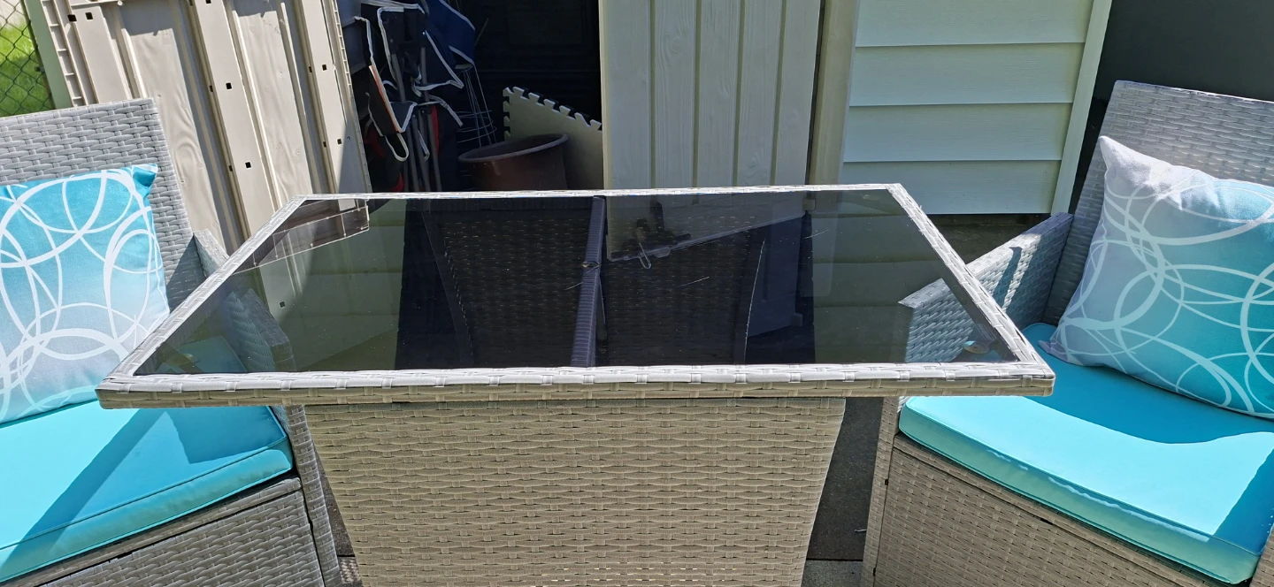 Rattan Outdoor Bistro Set with Glass Top Table & 2 Chairs - photo 3