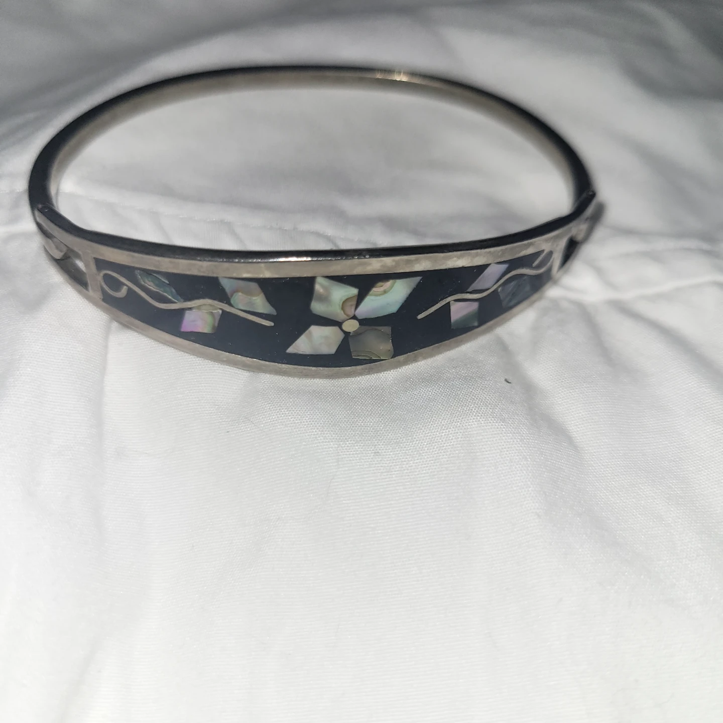 Sterling Silver Inlay Bangle Bracelet