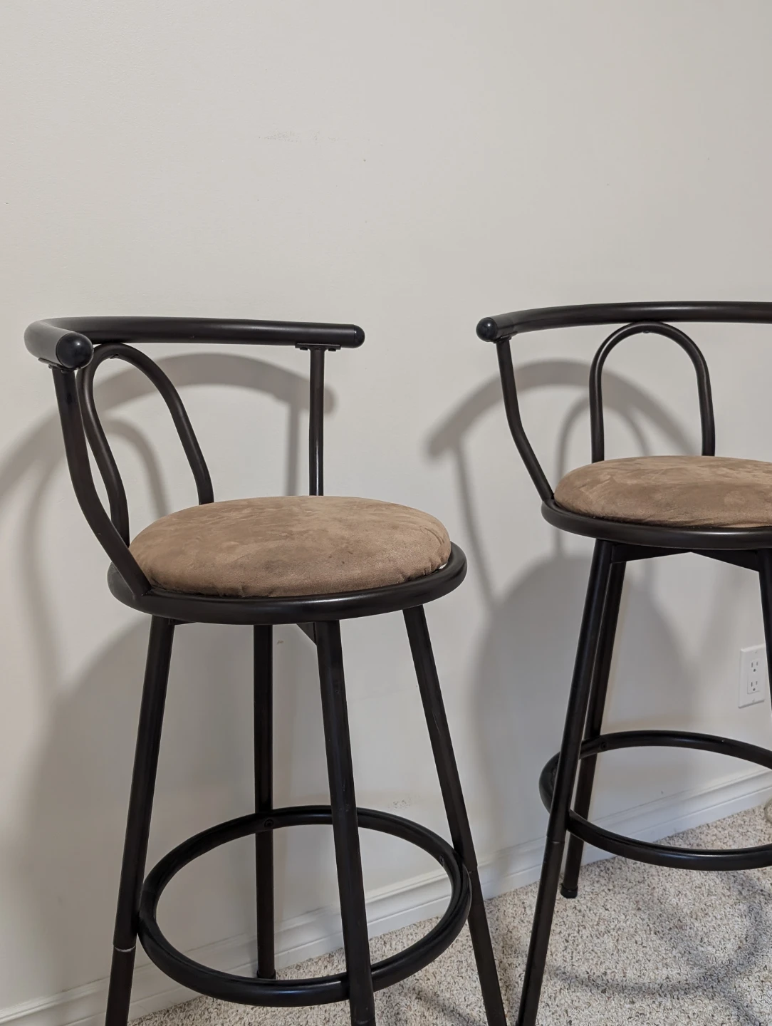 Set of 2 Brown Suede Swivel Bar Stools - photo 3