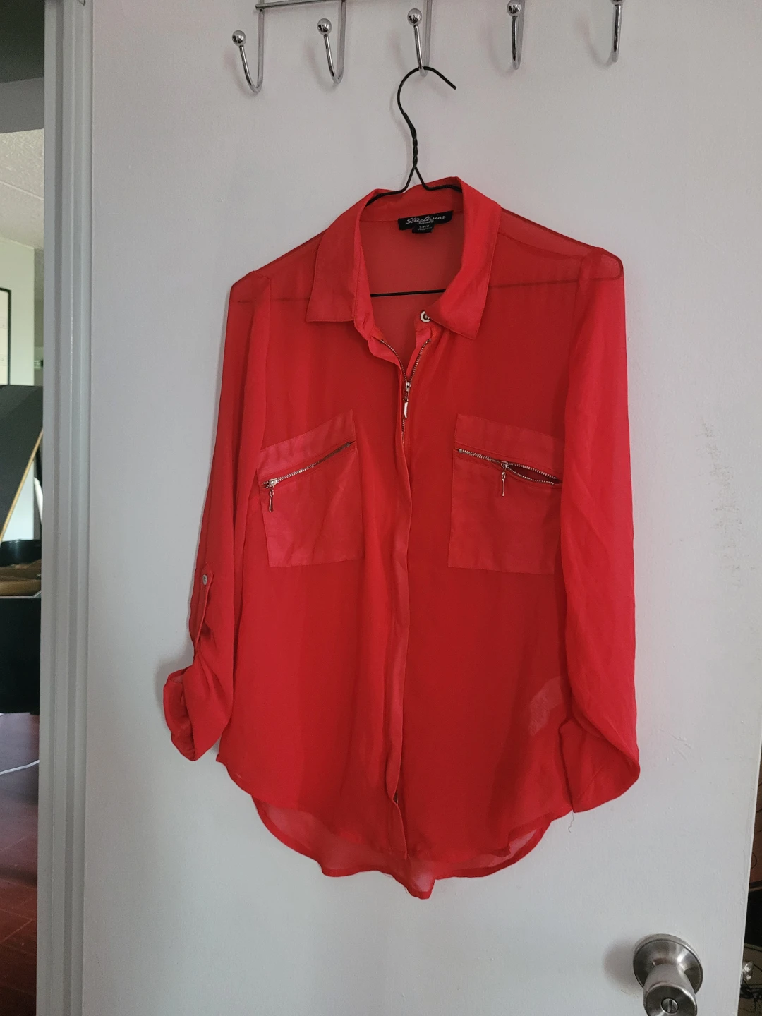 Sheer Red Blouse
