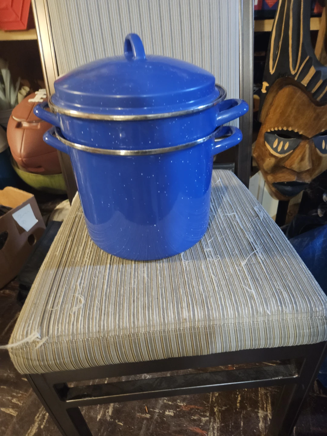 Blue Enamel Pot Set with Steamer Insert - photo 2